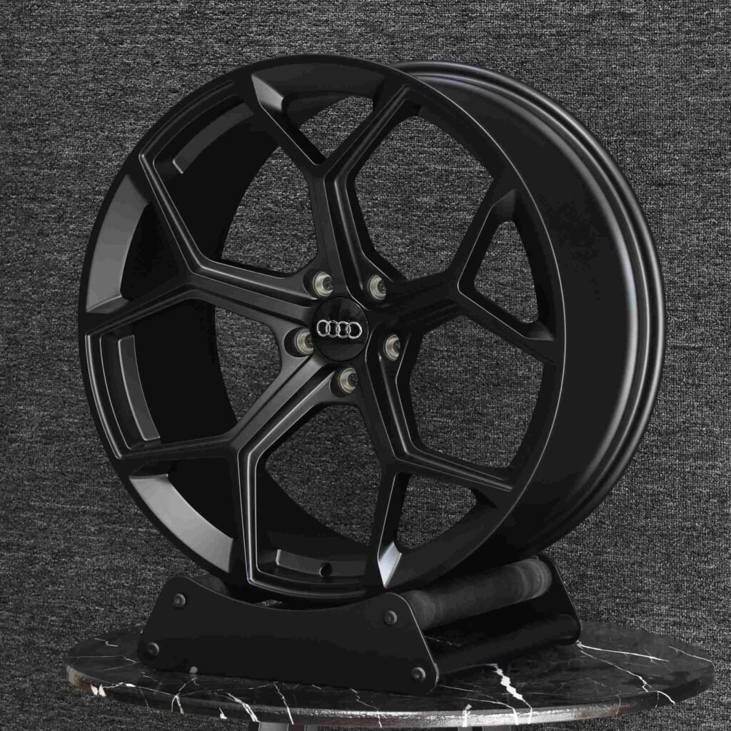 Audi Style Matte Black 5 Y-Spoke Forged Wheels - Audi A6 / Audi A4 Fitment (5-Lug) view 4
