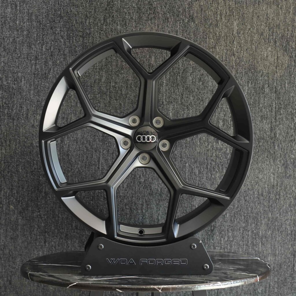 Audi A6 wheels – Matte Black 5 Y-Spoke, front view