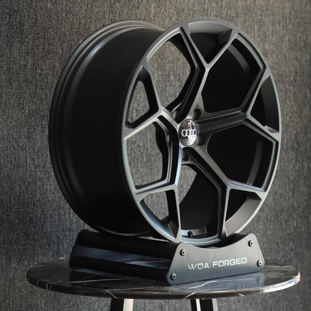 5x112 wheels – Matte Black 5 Y-Spoke, side view