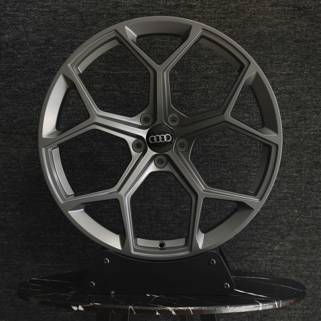 Audi Style Matte Light Gunmetal 5 Y-Spoke Forged Wheels - Audi A6 / Audi A4 Fitment (5-Lug) Monoblock forged wheel