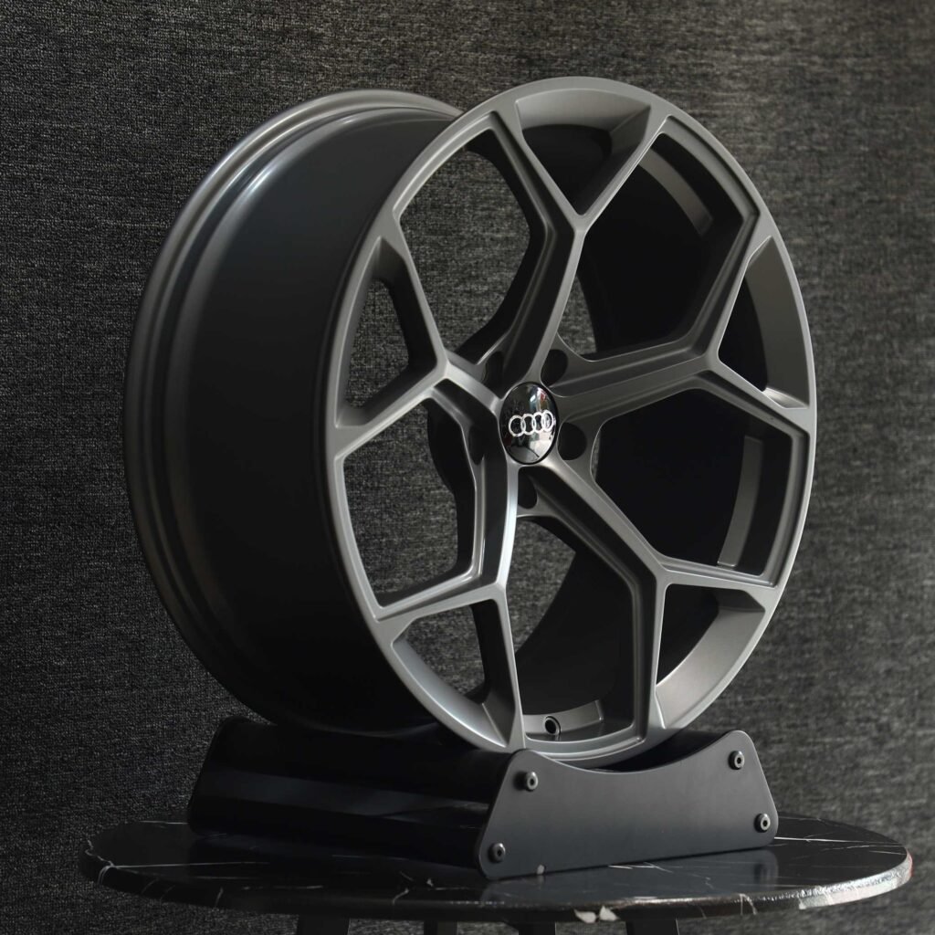 Audi Style Matte Light Gunmetal 5 Y-Spoke Forged Wheels - Audi A6 / Audi A4 Fitment (5-Lug) view 3
