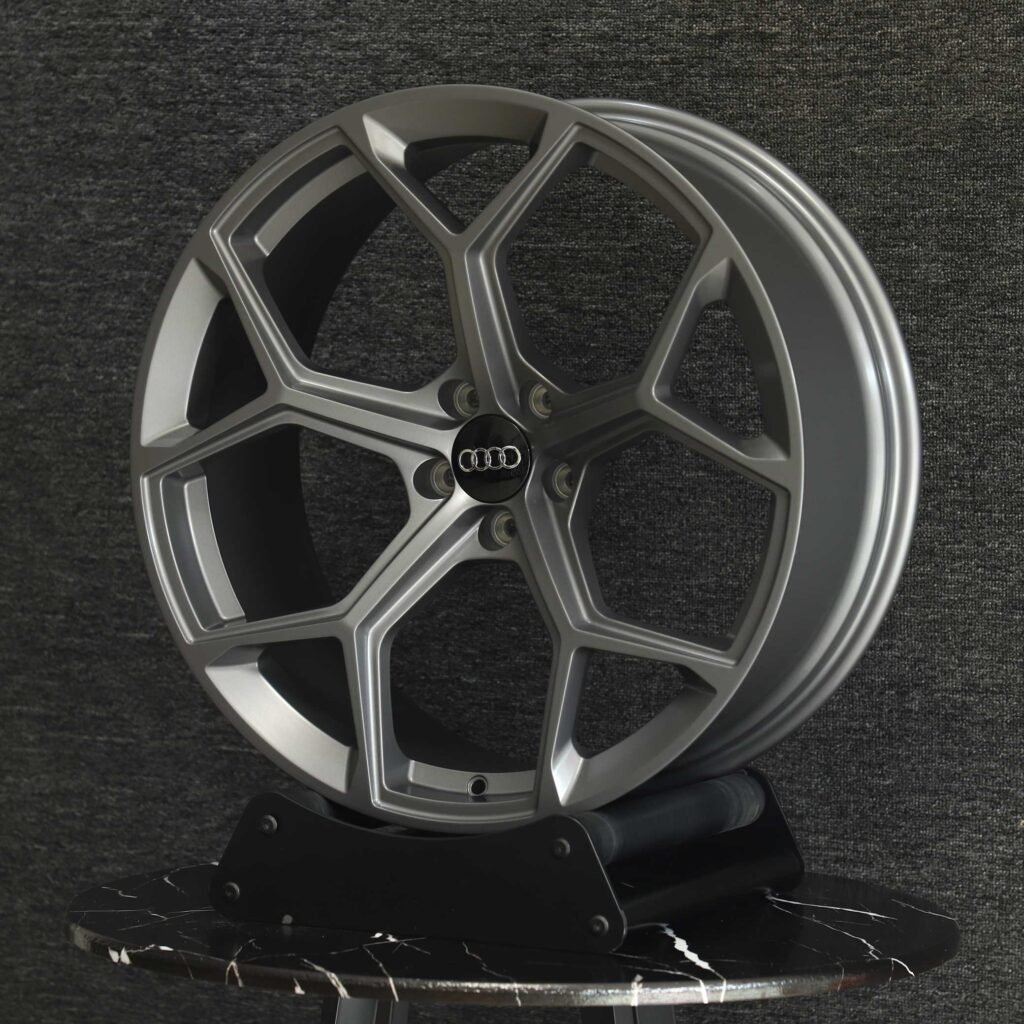Audi Style Matte Light Gunmetal 5 Y-Spoke Forged Wheels - Audi A6 / Audi A4 Fitment (5-Lug) view 4