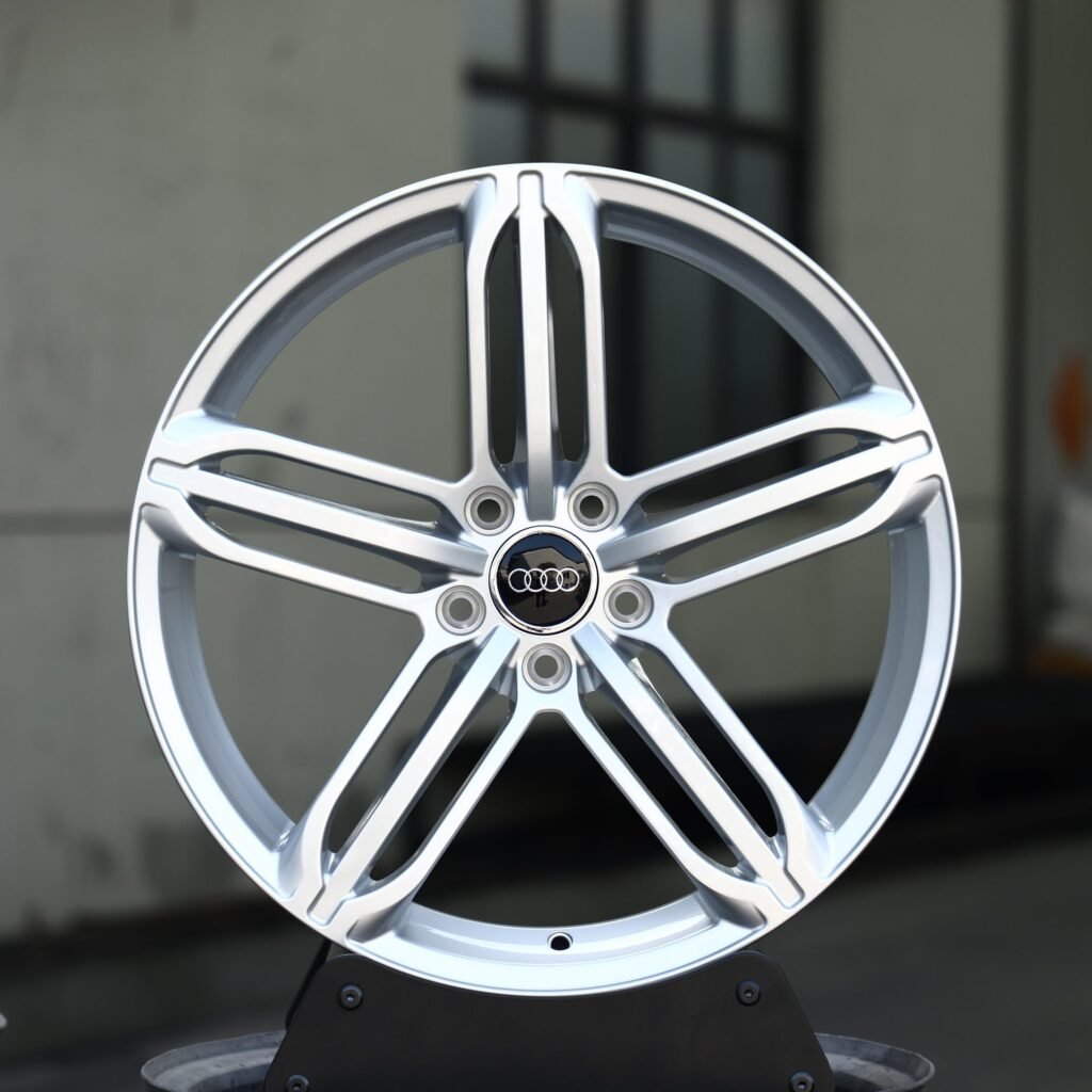 Audi A6 wheels – Matte Silver 5-Spoke, front view