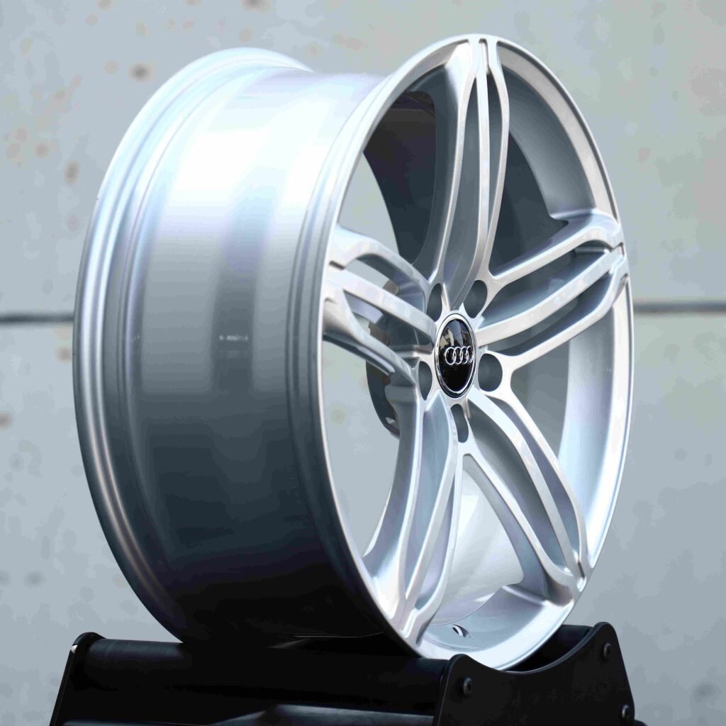 Audi RS3 8Y wheels – Matte Silver 5-Spoke, lip and barrel detail