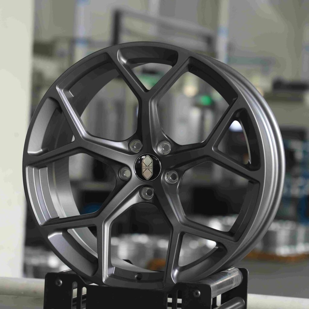Audi A4 wheels – Metallic Gray 5-Spoke, angled view