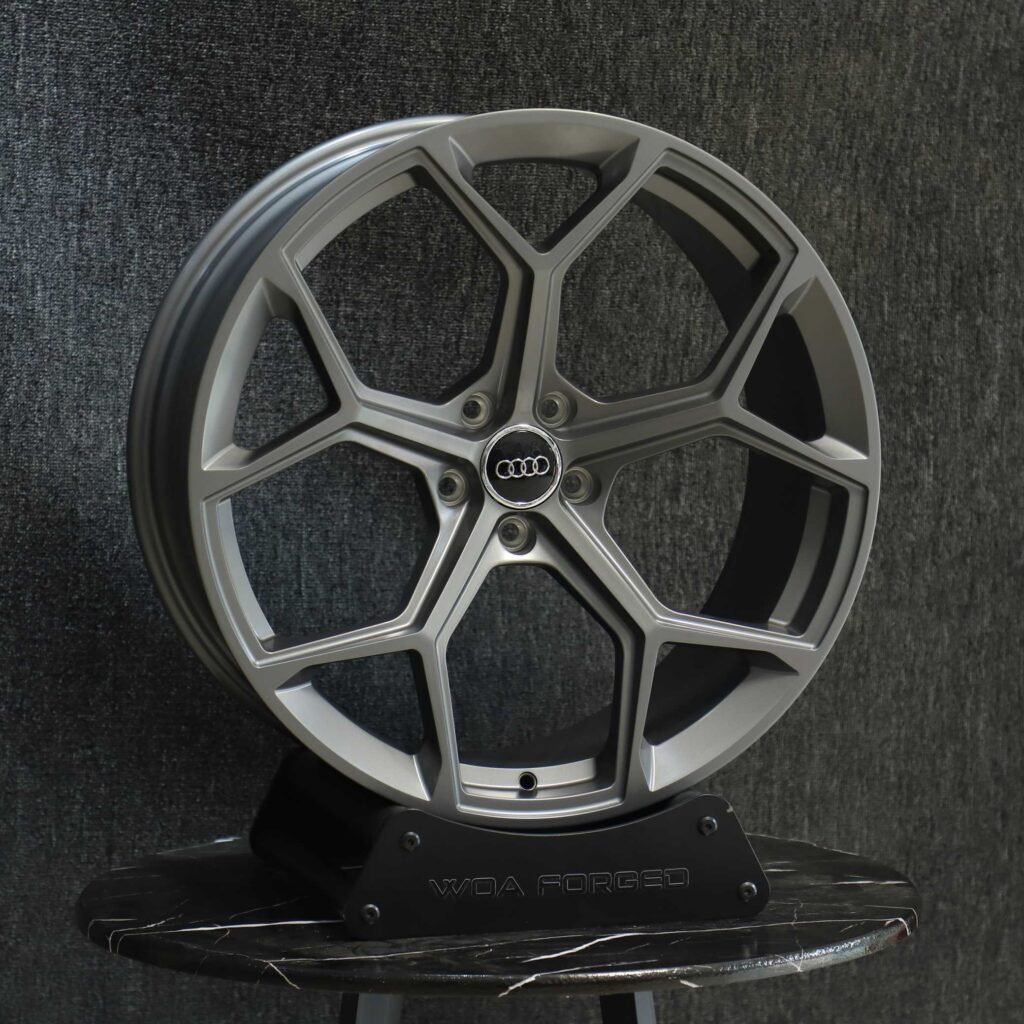 Audi A4 wheels – Metallic Gray 5 Y-Spoke, angled view