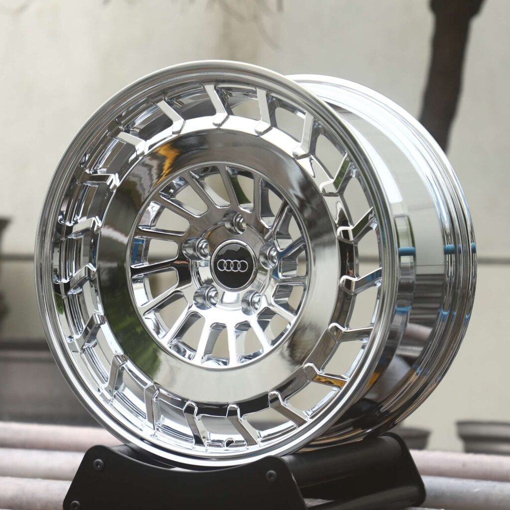 Audi A4 wheels – Silver Double-Ring, angled view