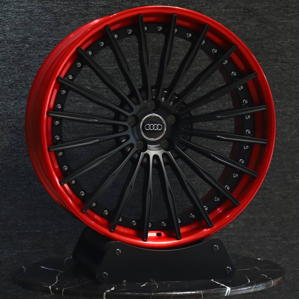 Audi A4 wheels – Transparent Red 2-Piece, angled view