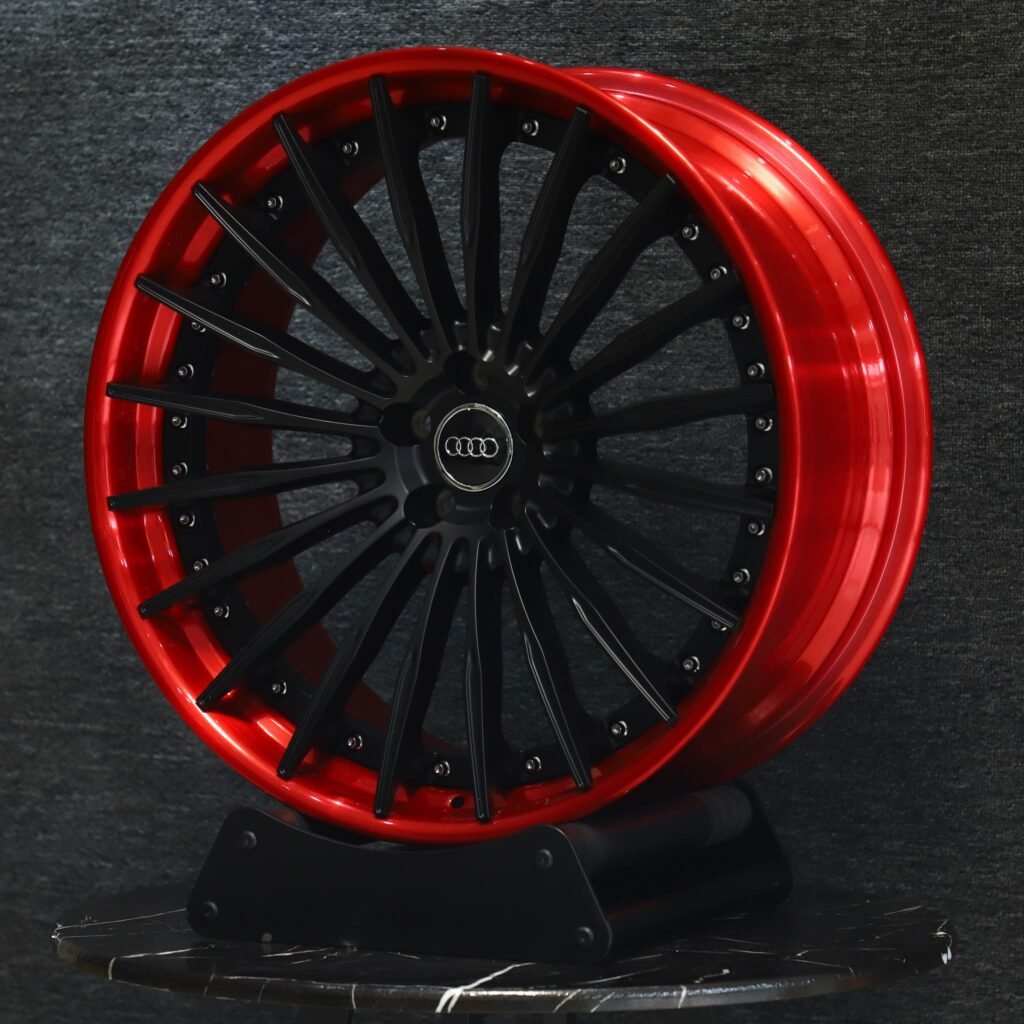 Audi RS3 8Y wheels – Transparent Red 2-Piece, lip and barrel detail