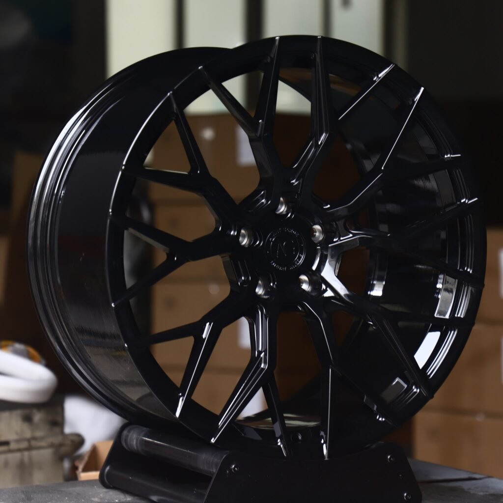 BMW M3 wheels – Gloss Black Machined Mesh (Avant Garde-Style), angled view