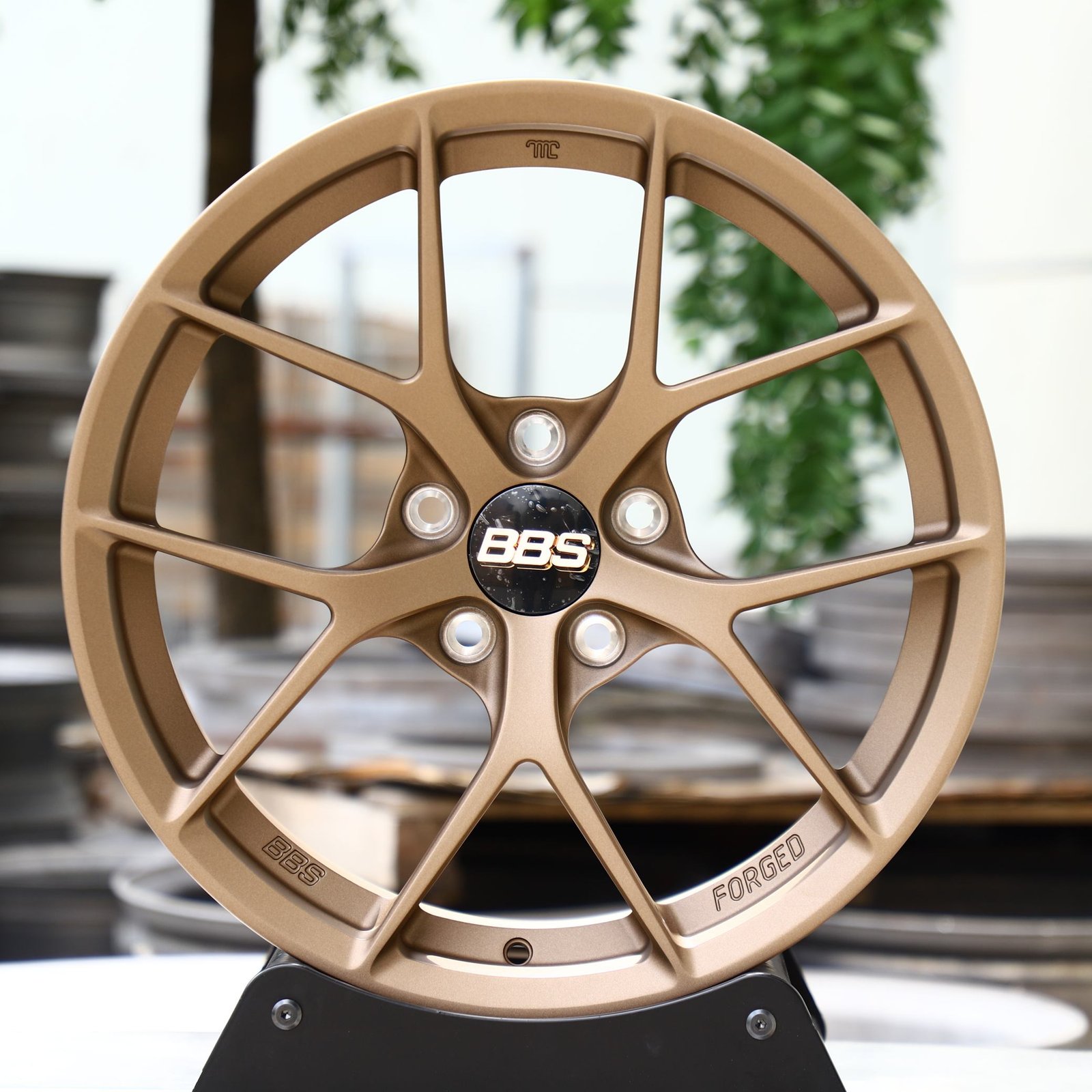 BMW M3 G80 wheels – BBS Bronze / Gold 5 Y-Spoke, front view