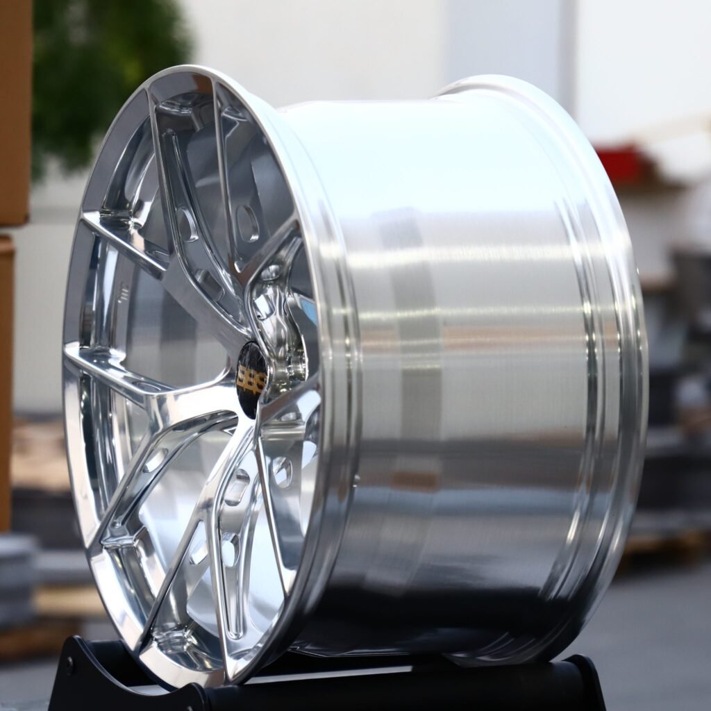 5x112 wheels – Custom Finish 5 Y-Spoke Mirror Polished (BBS RI-D-Style), side view