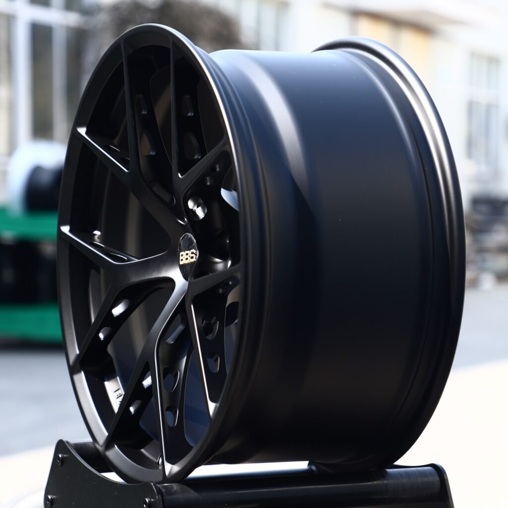 5x130 wheels – Satin Black 5 Y-Spoke (BBS FI-R-Style), side view