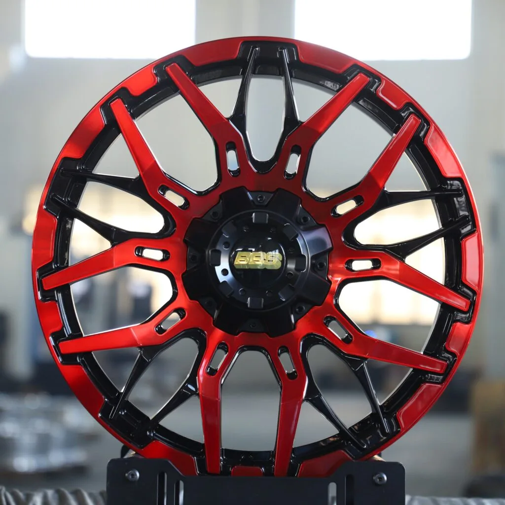 Toyota Tacoma wheels – BBS Gloss Black / Red Custom, front view