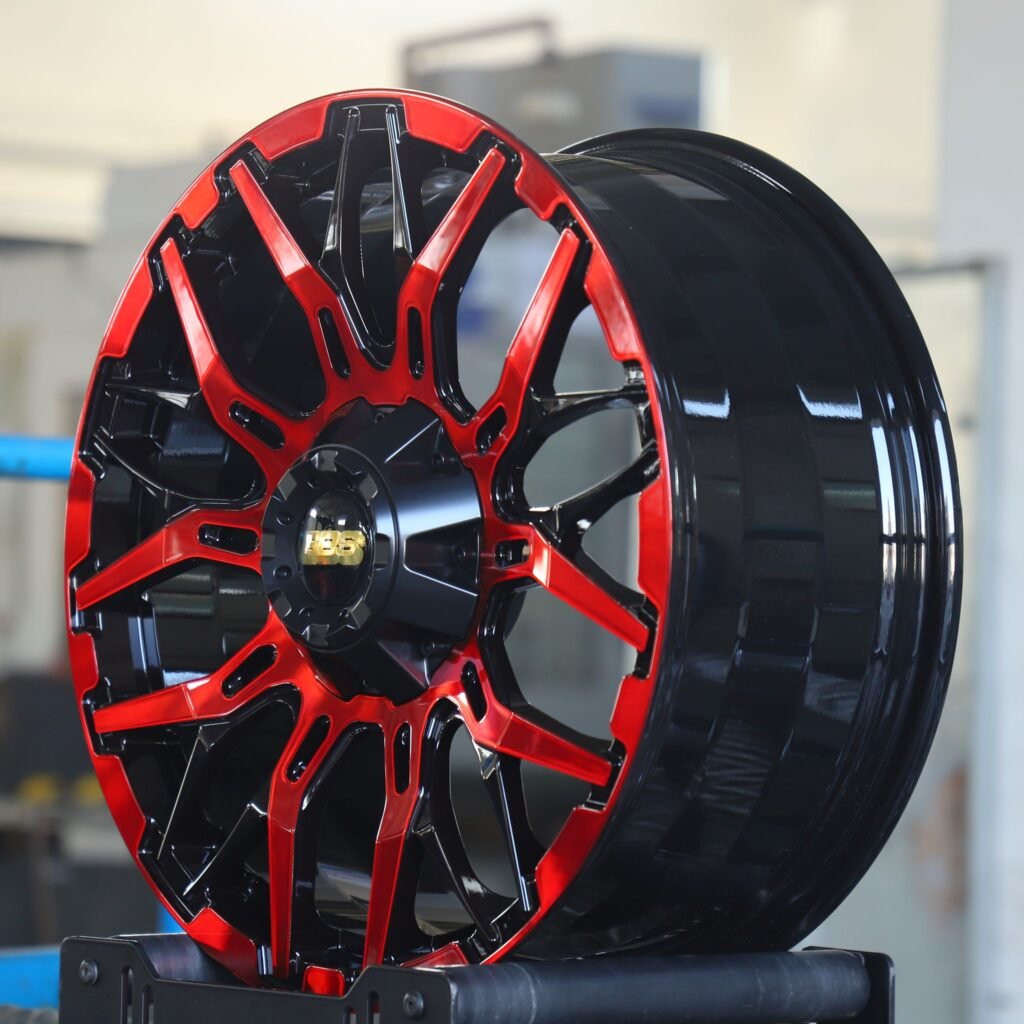 6x139.7 wheels – BBS Gloss Black / Red Custom, side view
