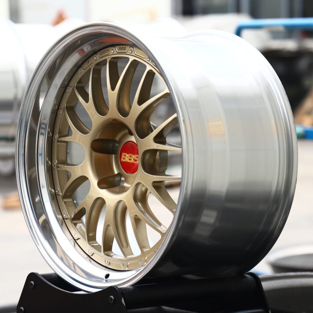 5x120 wheels – Gold 2-Piece Deep Lip (BBS LM-Style), side view