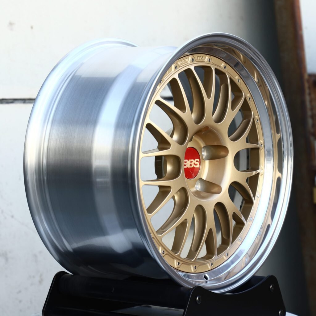 5x120 wheels – Gold 2-Piece Deep Lip (BBS LM-Style), side view