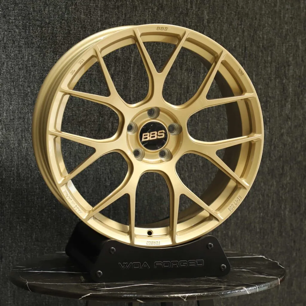 Honda Civic Type R wheels – Gold 7 Y-Spoke (BBS RE-V7-Style), angled view