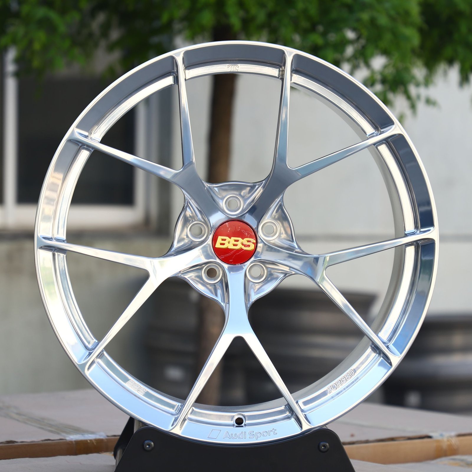 BMW M3 E46 wheels – Custom Finish 5 Y-Spoke Mirror Polished (BBS LM-Style), front view