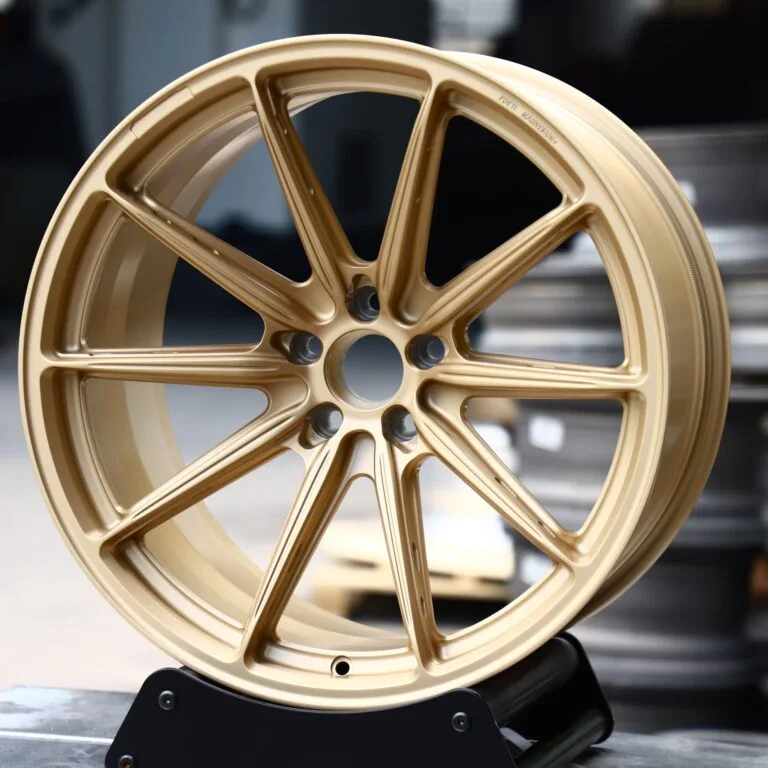 BMW M3 G80 / Porsche 911 Forged Wheels – Matte Gold 10-Spoke Concave, front view