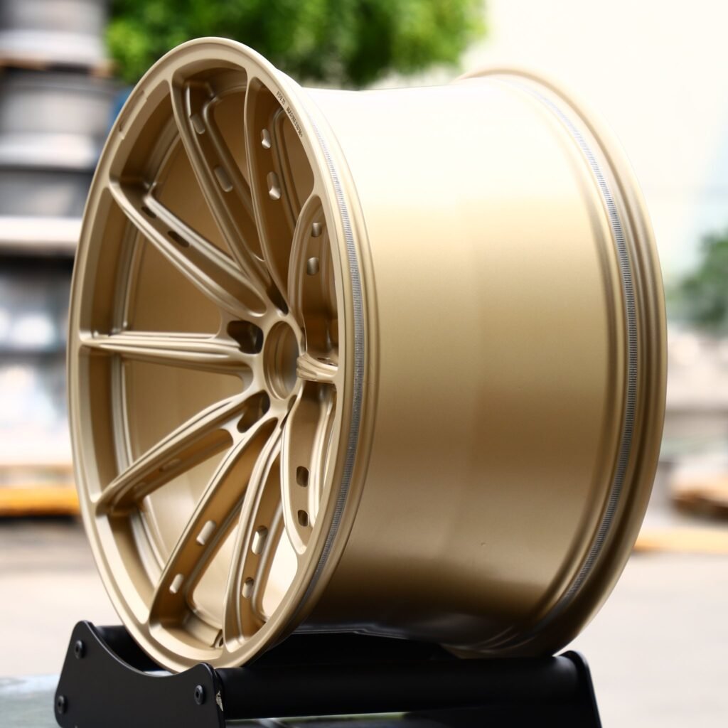 5x112 wheels – BBS Matte Gold 10-Spoke Concave, side view