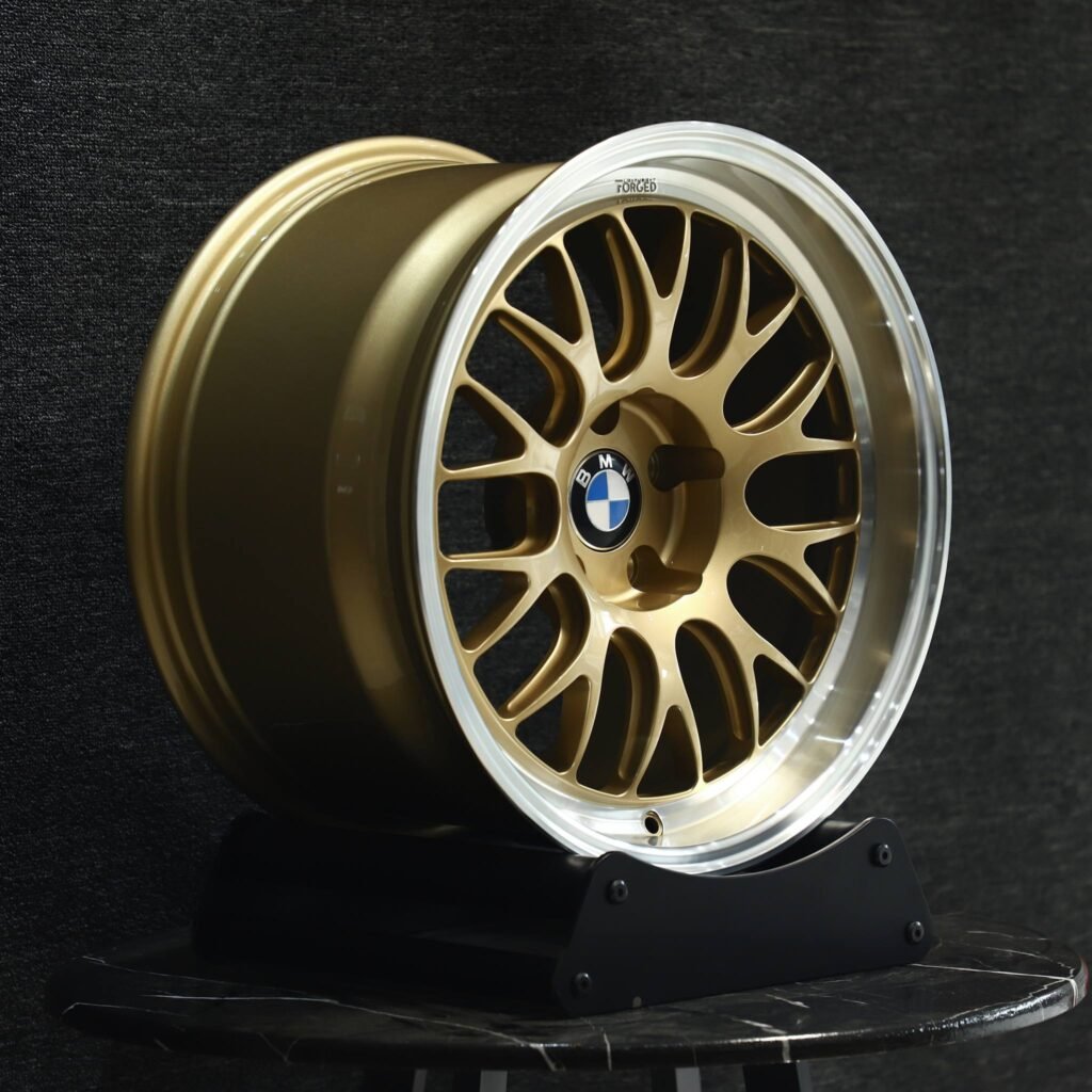 BMW M4 F82 wheels – Matte Gold Deep Lip (BMW OEM-Style), angled view