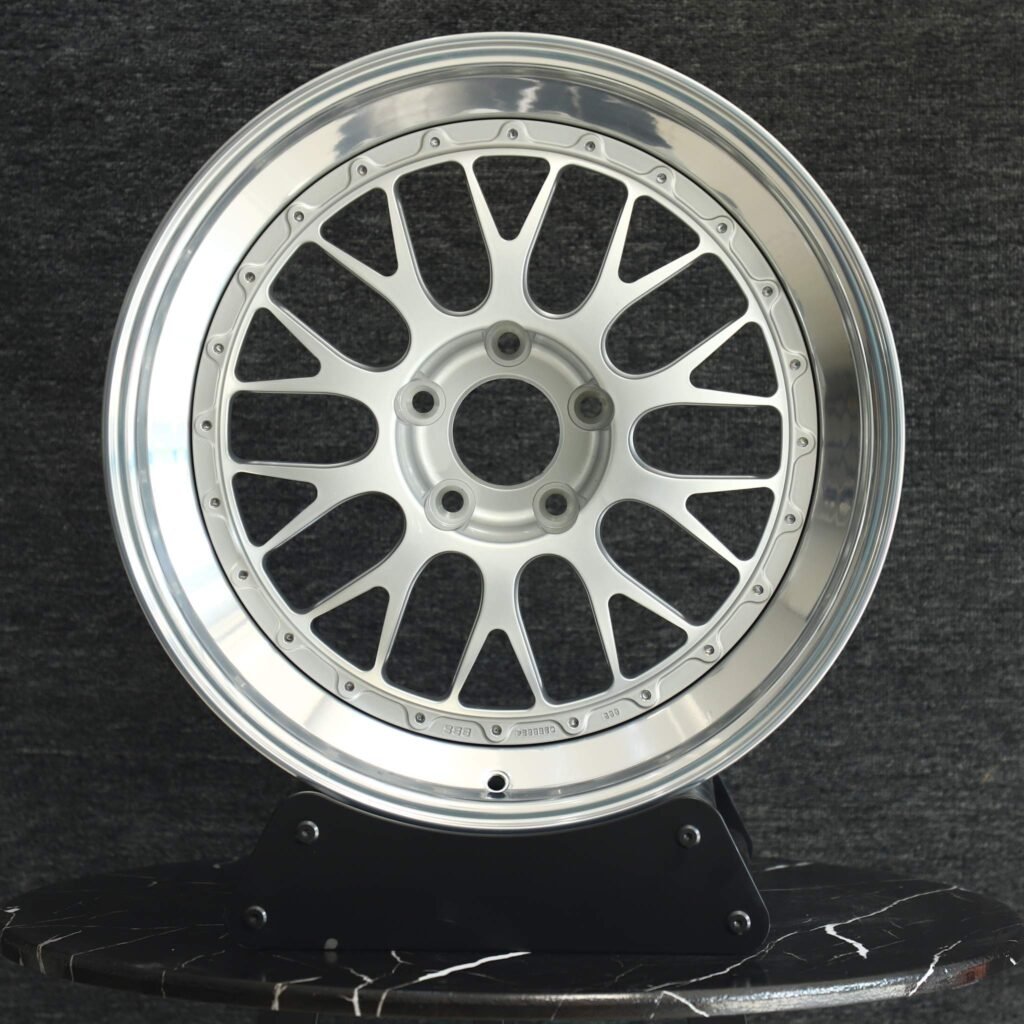 BMW M3 E46 wheels – Matte Silver 2-Piece 10 Y-Spoke Deep Lip (BBS LM-Style), front view