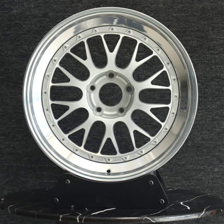 BMW M3 E46 wheels – Matte Silver 2-Piece 10 Y-Spoke Deep Lip (BBS LM-Style), front view