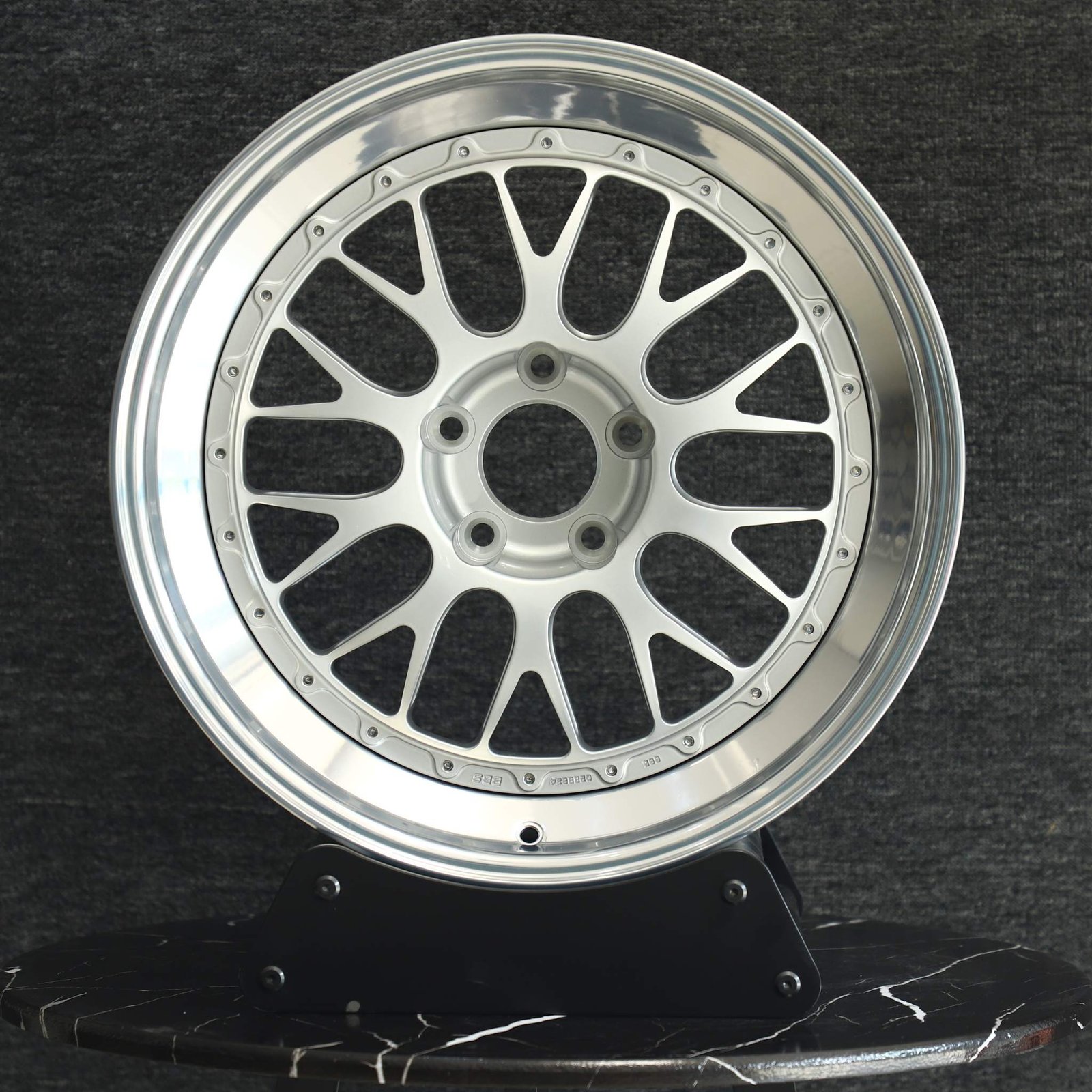 BMW M3 E46 wheels – Matte Silver 2-Piece 10 Y-Spoke Deep Lip (BBS LM-Style), front view