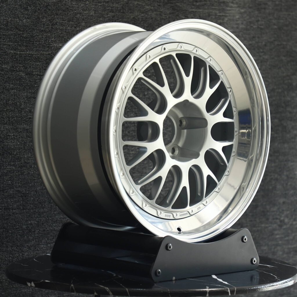 5x120 wheels – Matte Silver 2-Piece 10 Y-Spoke Deep Lip (BBS LM-Style), side view