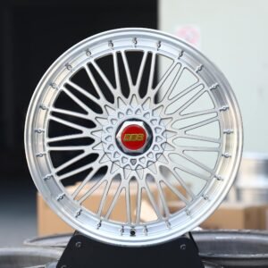BBS RS-Style Matte Silver 2-Piece Riveted Forged Wheels – BMW M3 E46 / Porsche 911 Fitment (5-Lug)