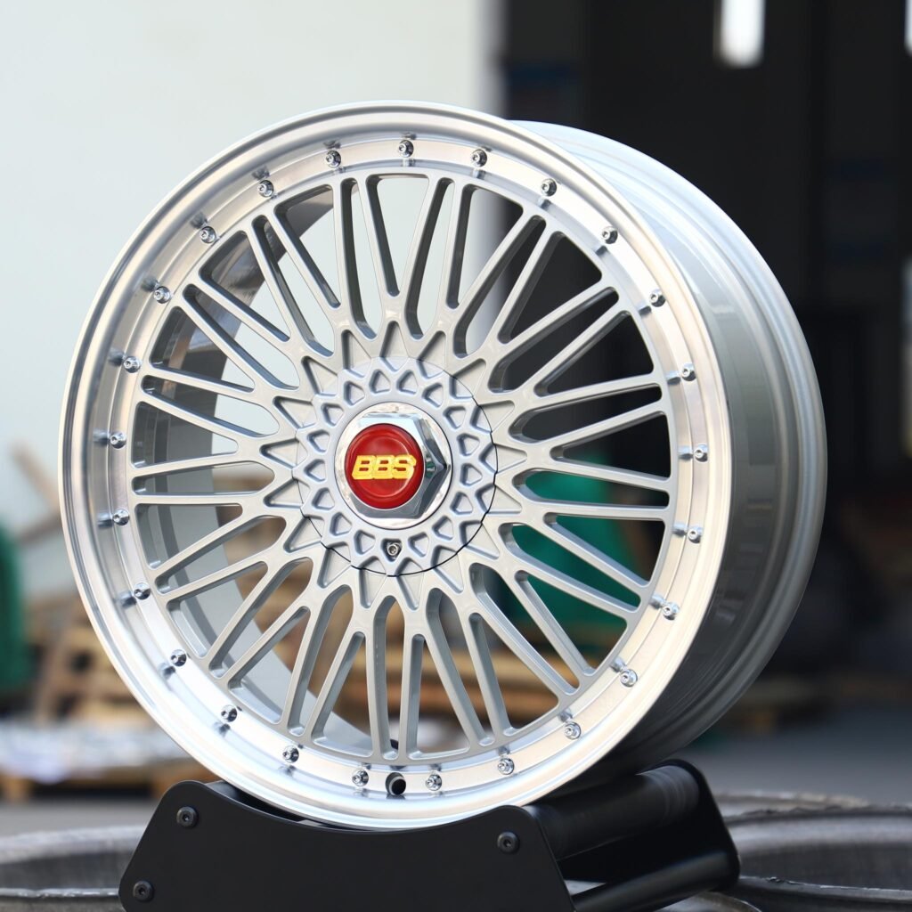 5x120 wheels – Matte Silver 2-Piece Riveted (BBS RS-Style), side view