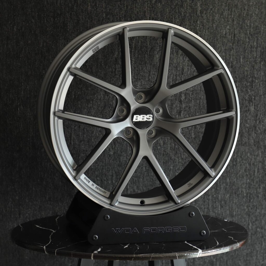 5x120 wheels – Matte Silver 5 Y-Spoke (BBS CI-R-Style), side view