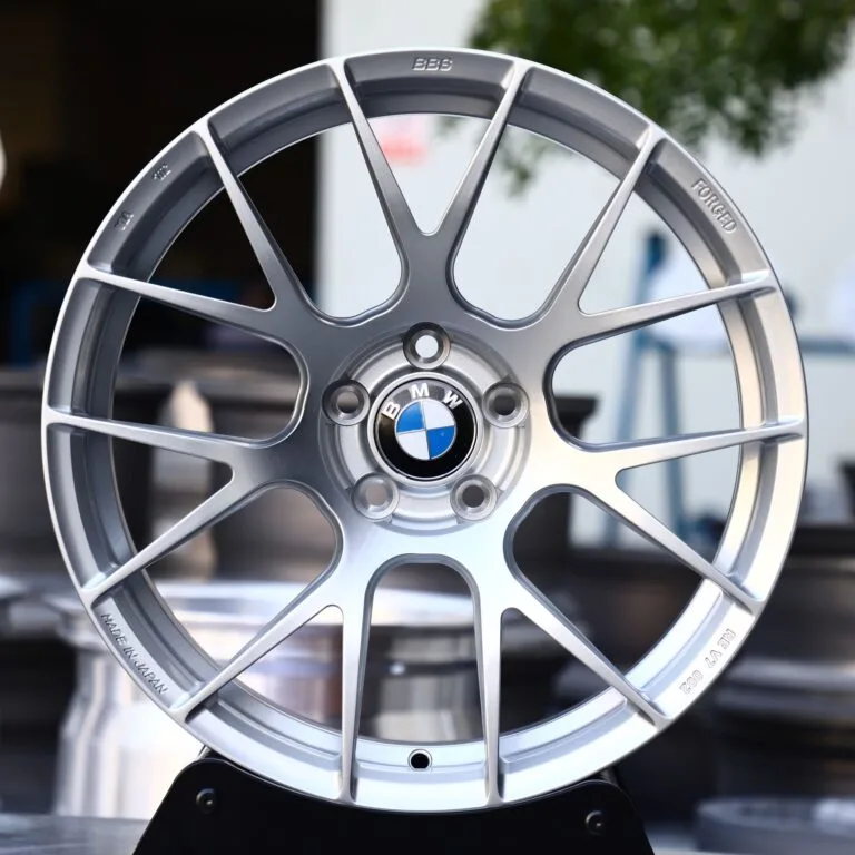Toyota GR86 wheels – Matte Silver 7 Y-Spoke (BBS RE-V7-Style), front view
