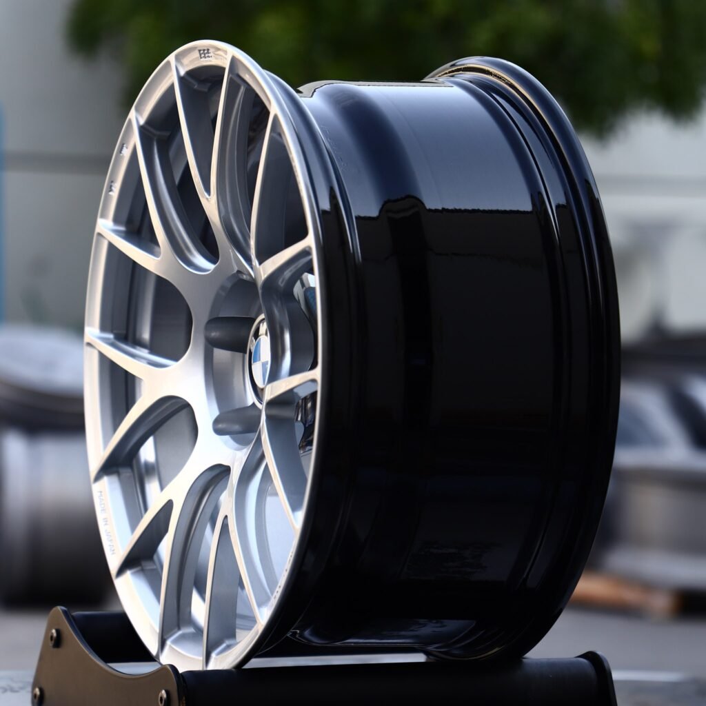 5x100 wheels – Matte Silver 7 Y-Spoke (BBS RE-V7-Style), side view