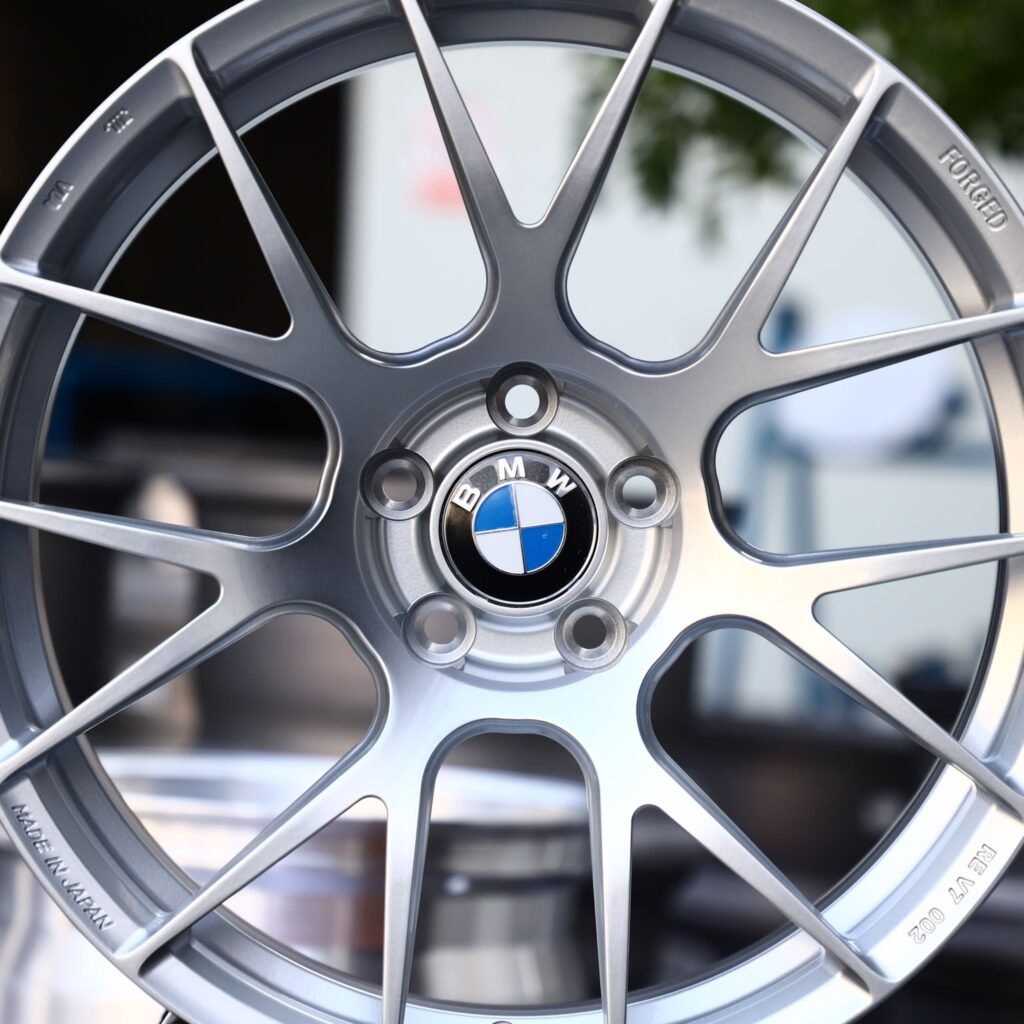 BMW M3 F80 wheels – Matte Silver 7 Y-Spoke (BBS RE-V7-Style), lip and barrel detail