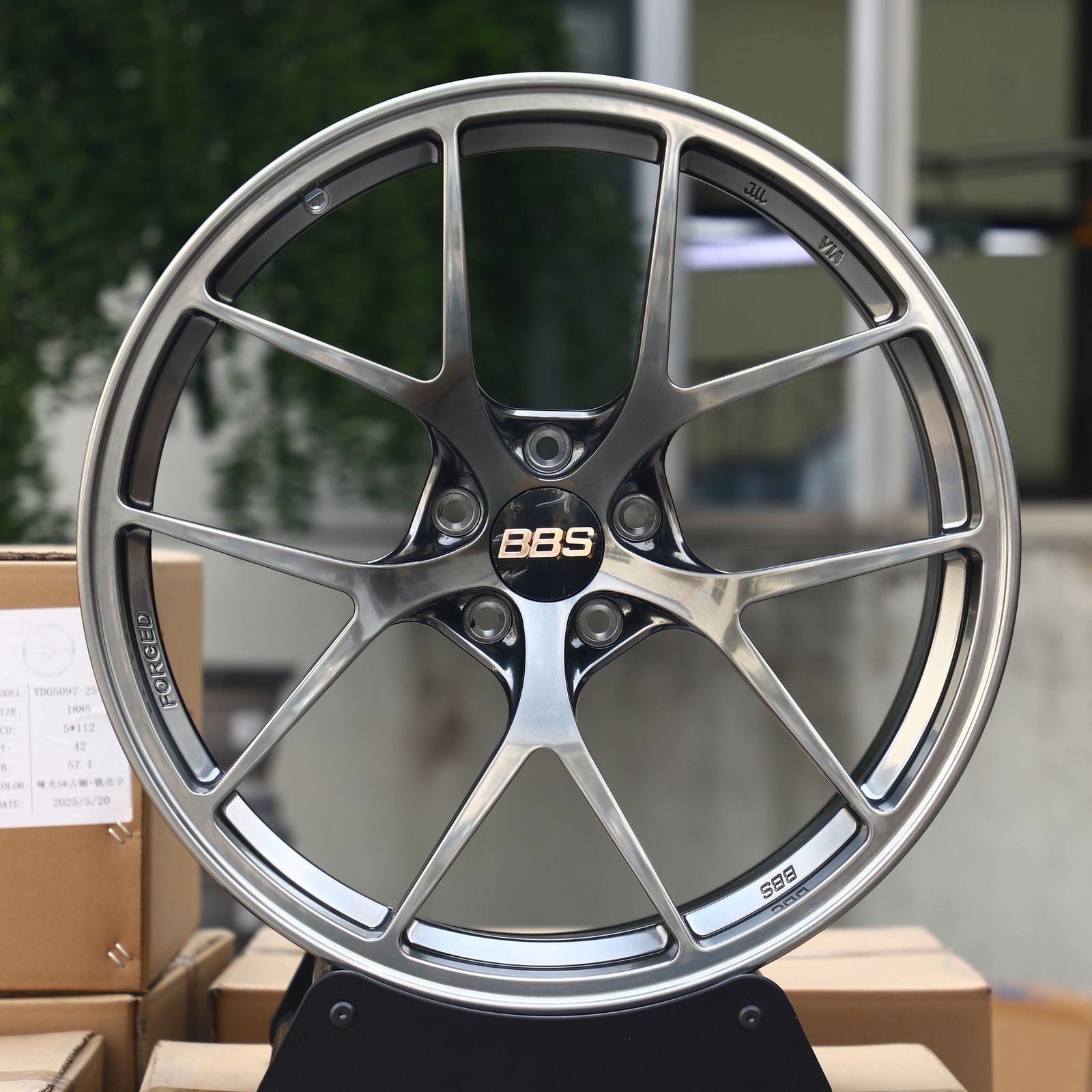 BMW M3 G80 wheels – BBS Metallic Gray 5 Y-Spoke, front view