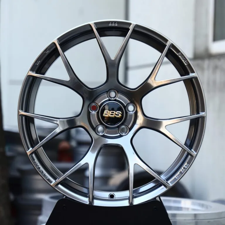 BBS RE-V7-Style Metallic Gray 7 Y-Spoke Forged Wheels – Porsche 911 / M3, front view