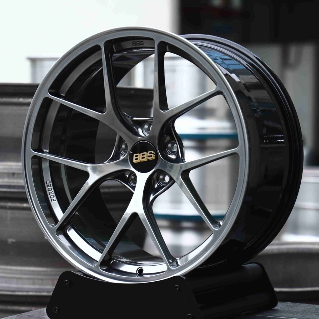 Honda Civic Type R wheels – Metallic Gray 5 Y-Spoke (BBS RI-A-Style), angled view