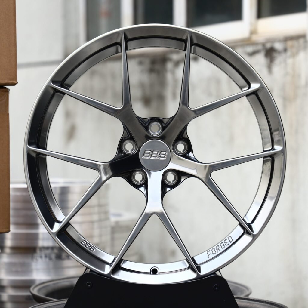 Porsche 911 wheels – Gloss Black Gunmetal 5 Y-Spoke (BBS RI-D-Style), front view