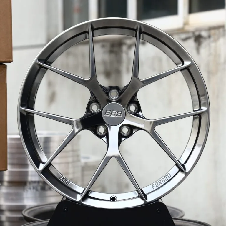 BBS RI-D-Style Gloss Black Gunmetal 5 Y-Spoke Forged Wheels – Porsche 911 / M3, front view