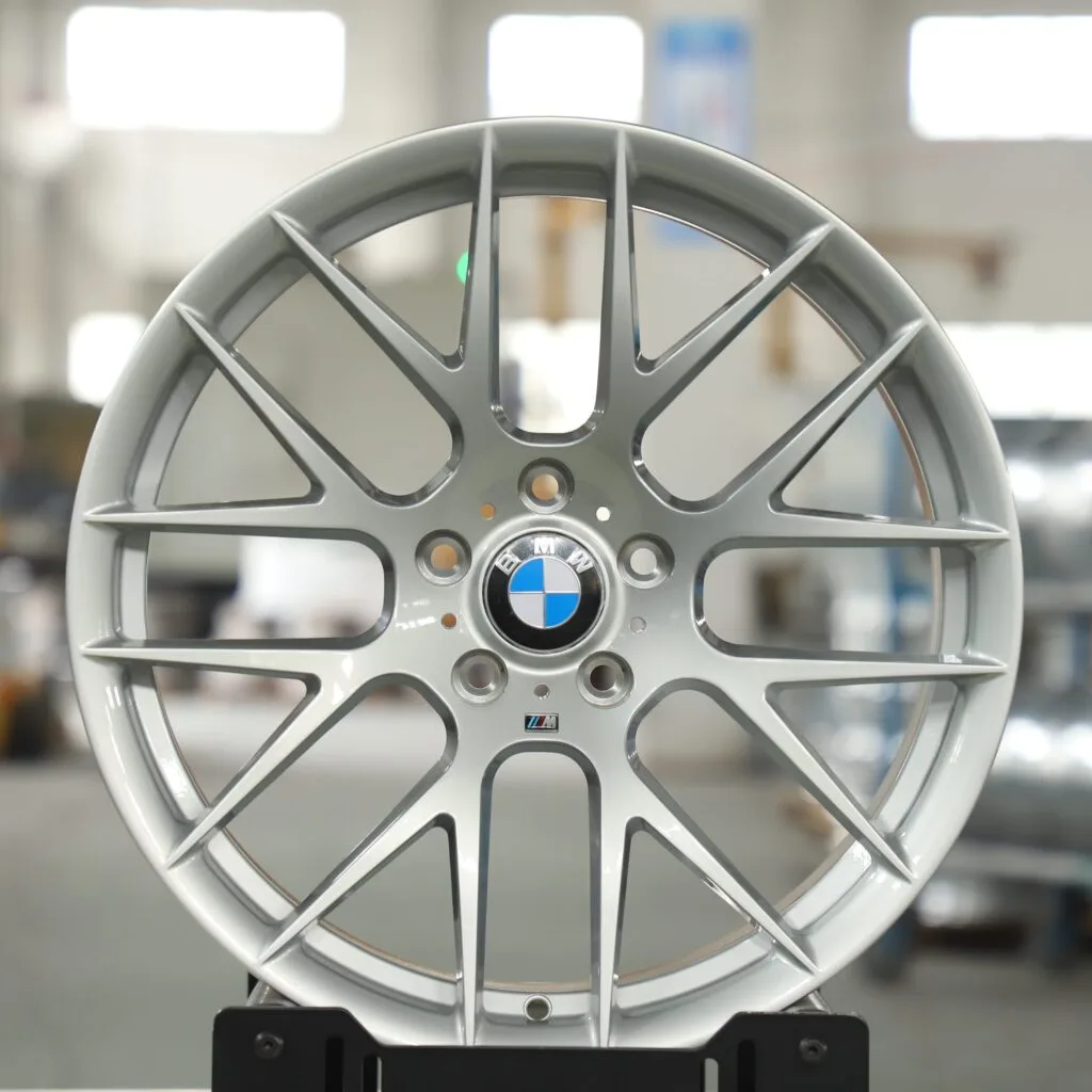 BMW M3 E46 wheels – Bright Silver 8 Y-Spoke (BMW OEM-Style), front view