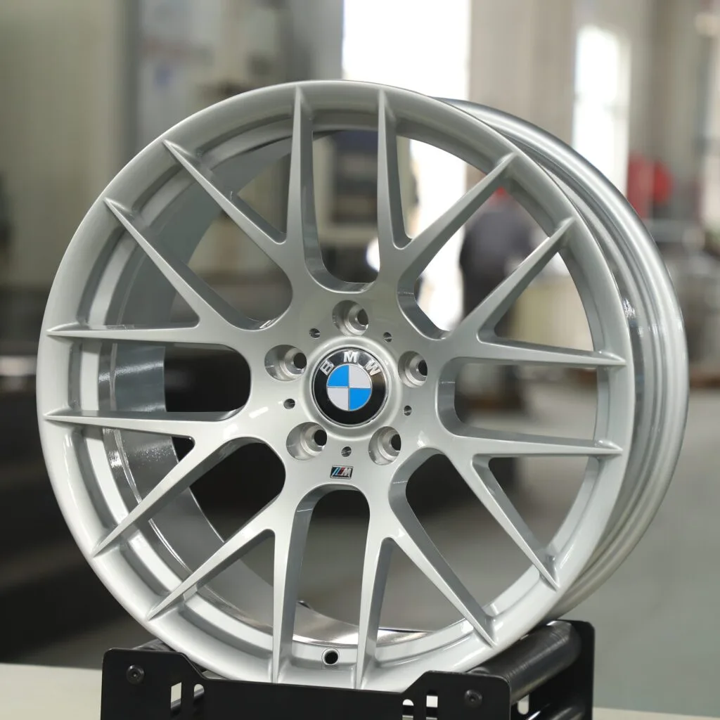 BMW 3 Series F30 wheels – Bright Silver 8 Y-Spoke (BMW OEM-Style), angled view