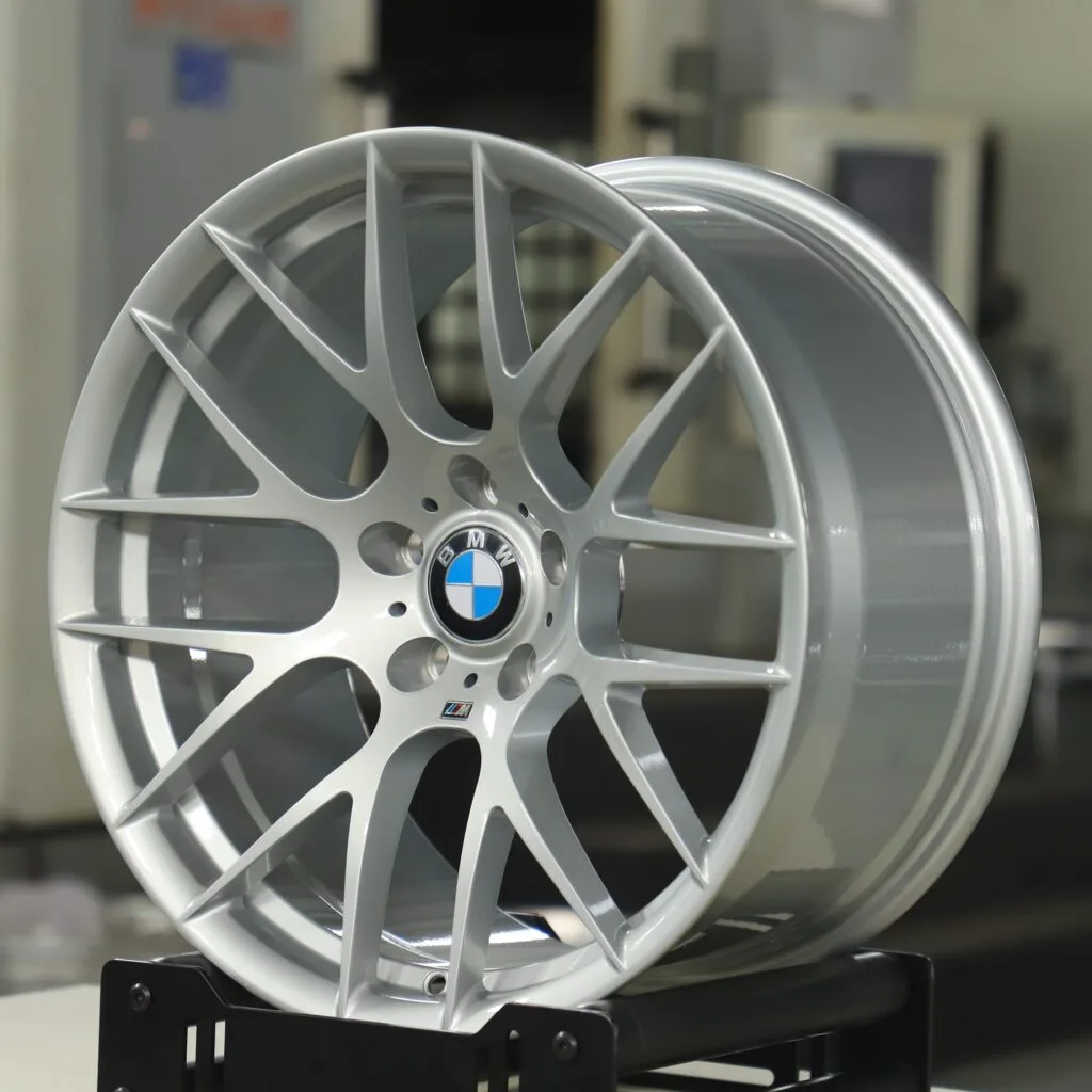 5x120 wheels – Bright Silver 8 Y-Spoke (BMW OEM-Style), side view
