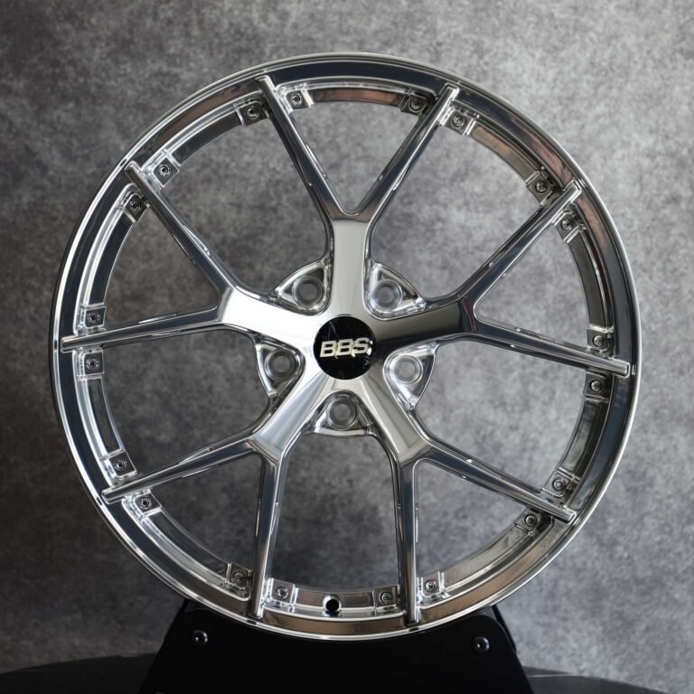 BMW M3 G80 wheels – BBS Silver 5 Y-Spoke Polished Riveted, front view