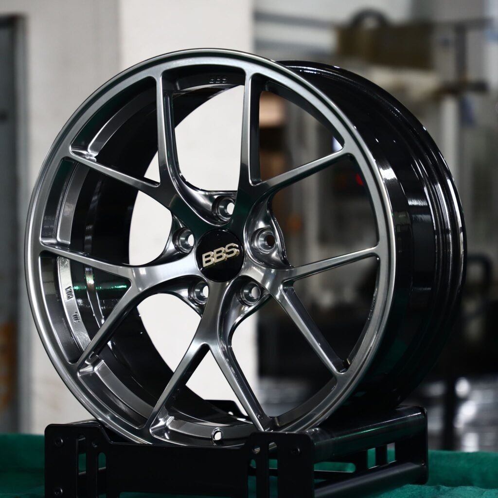 BMW M3 wheels – Black Chrome 5 Y-Spoke (BBS-Style), angled view