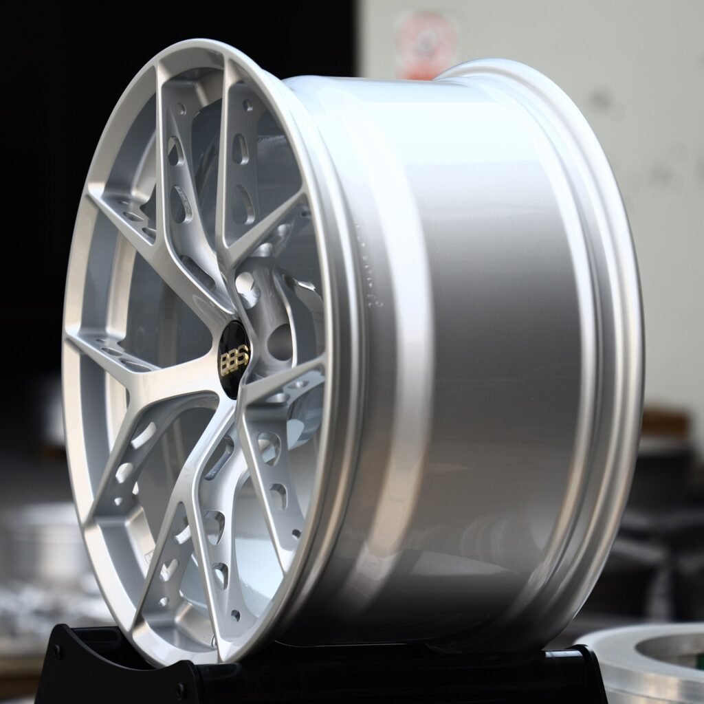 5x130 wheels – Bright Silver Side-Milled 5 Y-Spoke (BBS-Style), side view