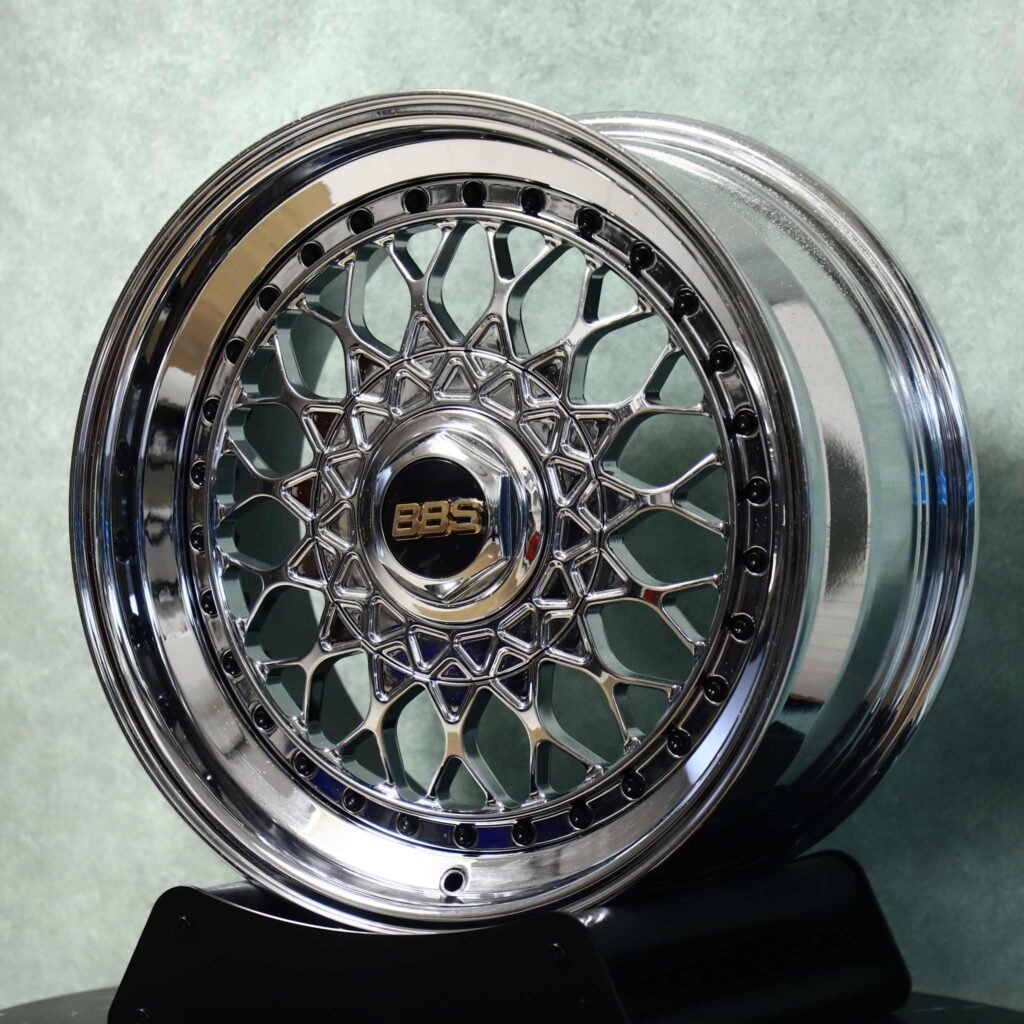 BMW M3 wheels – Chrome Mesh Deep Lip 2-Piece (BBS-Style), angled view