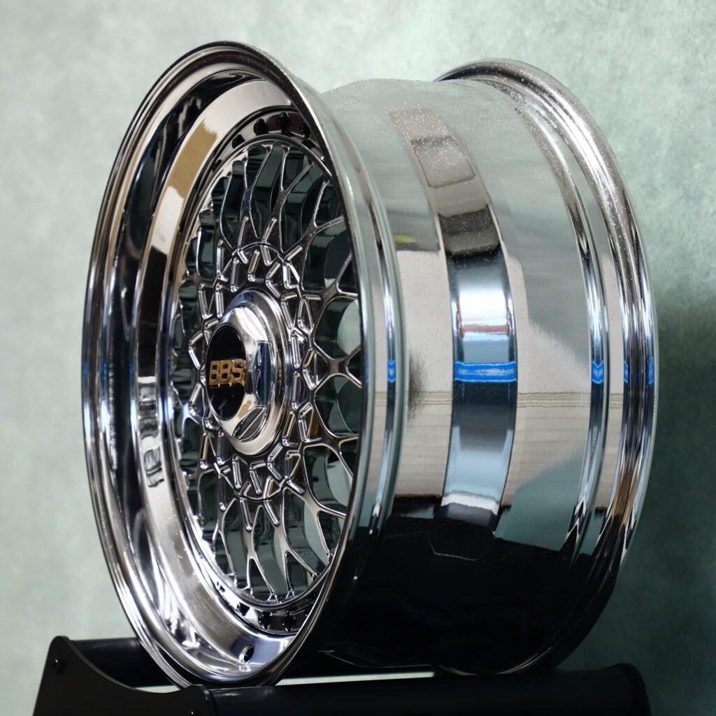 5x130 wheels – Chrome Mesh Deep Lip 2-Piece (BBS-Style), side view