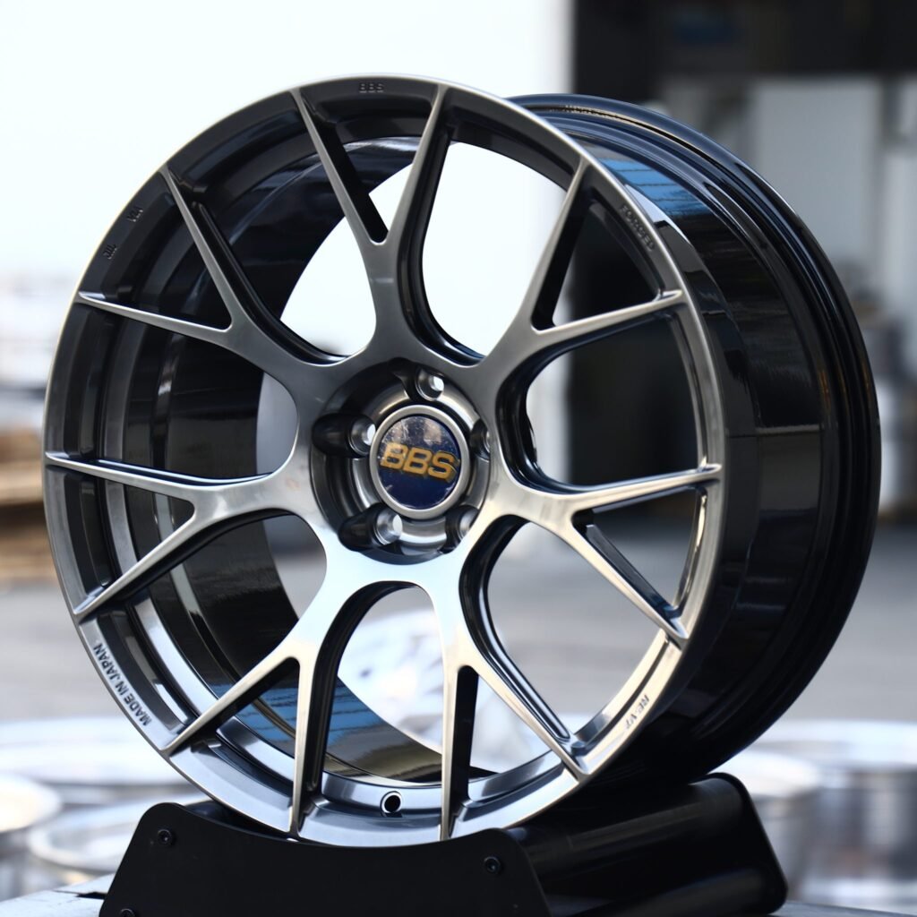 BMW M3 wheels – Gloss Black Machined 10-Spoke (BBS-Style), angled view